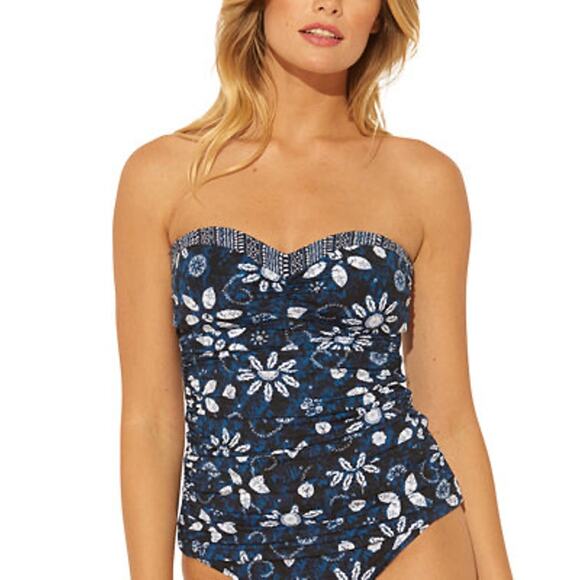 Bleu Rod Beattie Other - Bleu Rod Beattie Take a Dip Blue Floral Bandeau Tankini Swimsuit Set Size 4